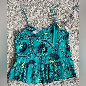NWT Loft peplum swing tank size small turquoise lime green